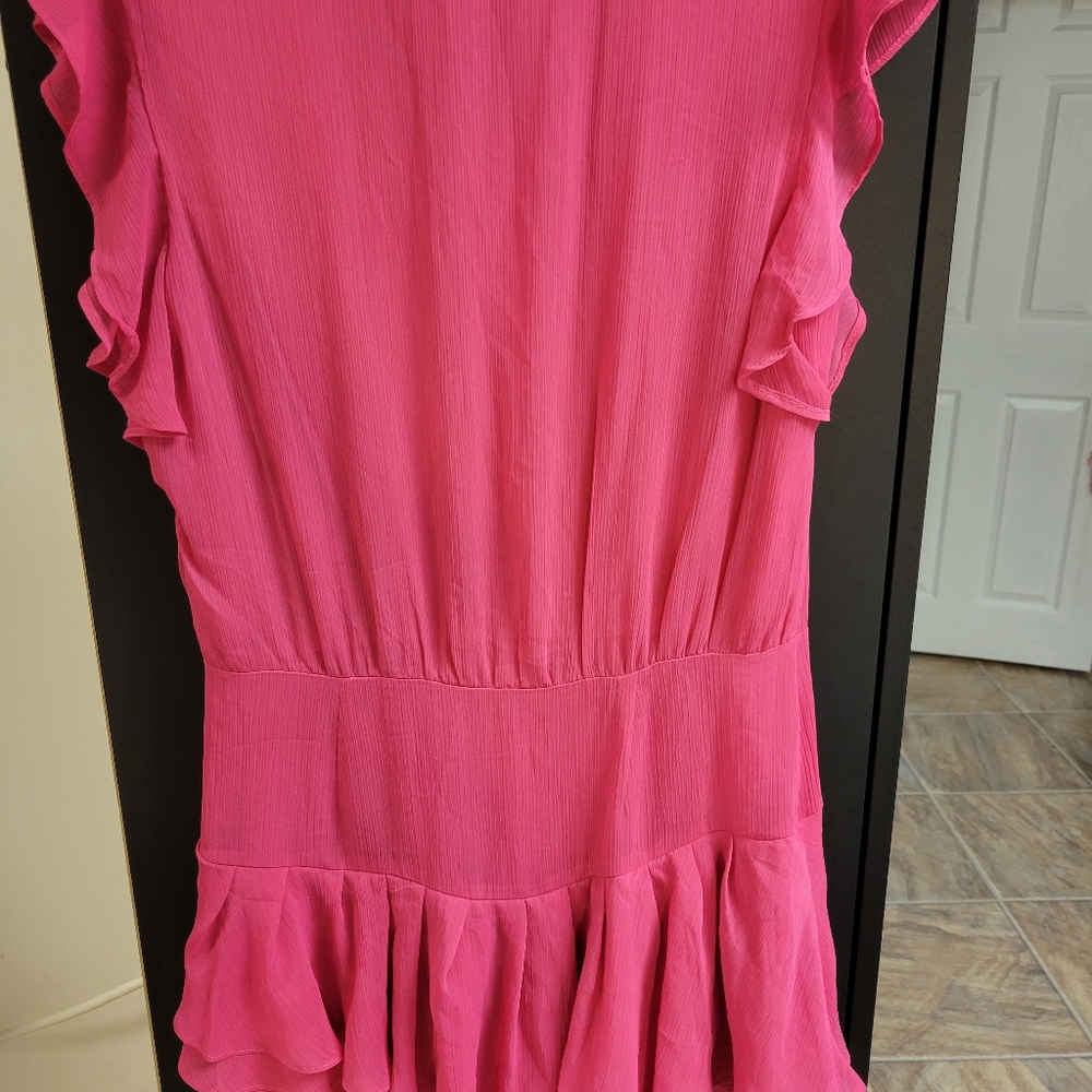 Mango Collection Ruffled Pink Top Size 4 - Picture 5 of 10